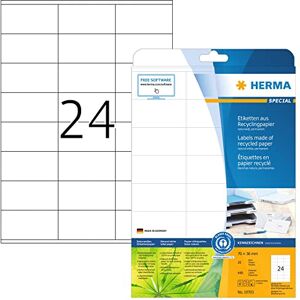 HERMA Etiquetas autoadhesivas de reciclaje, 24 etiquetas por hoja A4, 20 hojas, 70 x 36 mm, 480 etiquetas, etiquetas adhesivas de papel 100% reciclado, etiquetas adhesivas para impresora láser y HERMA Etiquetas autoadhesivas de reciclaje, 24 etiquetas por hoja A4, 20 hojas, 70 x 36 mm, 480 etiquetas, etiquetas adhesivas de papel 100% reciclado, etiquetas adhesivas para impresora láser y