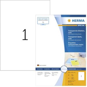 HERMA Etiquetas de papel de aluminio (210 x 297 mm, 80 hojas, película de poliéster, mate), autoadhesivas, imprimibles, permanentes, 80 etiquetas adhesivas, transparentes HERMA Etiquetas de papel de aluminio (210 x 297 mm, 80 hojas, película de poliéster, mate), autoadhesivas, imprimibles, permanentes, 80 etiquetas adhesivas, transparentes