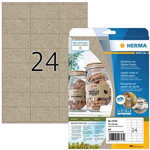 HERMA Etiquetas de dirección de papel de hierba, 20 hojas, 70 x 36 mm, 24 hojas por A4, 480 unidades, autoadhesivas, imprimibles, mate, en blanco, papel silphie, etiquetas para direcciones, HERMA Etiquetas de dirección de papel de hierba, 20 hojas, 70 x 36 mm, 24 hojas por A4, 480 unidades, autoadhesivas, imprimibles, mate, en blanco, papel silphie, etiquetas para direcciones,