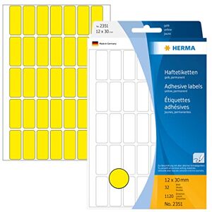 HERMA Etiquetas multiuso, 12x30 mm, papel mate, 1120 unidades, color amarillo HERMA Etiquetas multiuso, 12x30 mm, papel mate, 1120 unidades, color amarillo