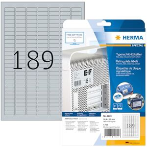 HERMA Pack de 4725 etiquetas, 25 x 10 mm, color plateado HERMA Pack de 4725 etiquetas, 25 x 10 mm, color plateado
