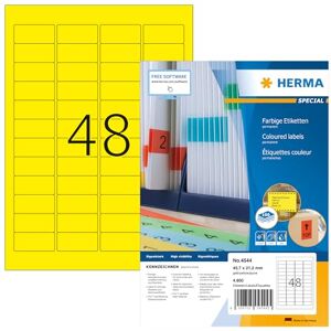 HERMA DGIPAD- Color etiquetas (45,7 x 21,2 mm a DIN A4 Papel mate, autoadhesivos) 4800 unidades en 100 hojas imprimibles, Amarillo HERMA DGIPAD- Color etiquetas (45,7 x 21,2 mm a DIN A4 Papel mate, autoadhesivos) 4800 unidades en 100 hojas imprimibles, Amarillo