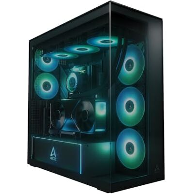 Arctic Xtender VG (Black) con Soporte Vertical para GPU Caja PC Cristal Panorámico Templado, 2 Soportes Radiador de 420 mm, Full Tower, Big Tower, E-ATX, 5x Ventiladores A-RGB Preinstalados Arctic Xtender VG (Black) con Soporte Vertical para GPU Caja PC Cristal Panorámico Templado, 2 Soportes Radiador de 420 mm, Full Tower, Big Tower, E-ATX, 5x Ventiladores A-RGB Preinstalados