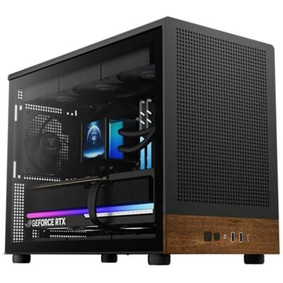 GAMDIAS Athena M4M Wood Caja micro torre de 3 x 120 cm, frontal de red de nogal GAMDIAS Athena M4M Wood Caja micro torre de 3 x 120 cm, frontal de red de nogal
