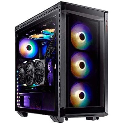 XPG ADATA BATTLECRUISER Super Mid-Tower PC Chassis, Metal Construction with Glass Panels, Air-Flow Cooling, Modular Tool-Less, Dust-Filter, I/O USB Ports, Black XPG ADATA BATTLECRUISER Super Mid-Tower PC Chassis, Metal Construction with Glass Panels, Air-Flow Cooling, Modular Tool-Less, Dust-Filter, I/O USB Ports, Black