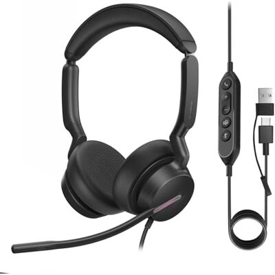 Yealink UH46 Auriculares estéreo USB con micrófono, auriculares con cable de escritorio con reducción de ruido, auriculares USB-C/A para PC, oficina, centro de llamadas, equipos certificados Yealink UH46 Auriculares estéreo USB con micrófono, auriculares con cable de escritorio con reducción de ruido, auriculares USB-C/A para PC, oficina, centro de llamadas, equipos certificados