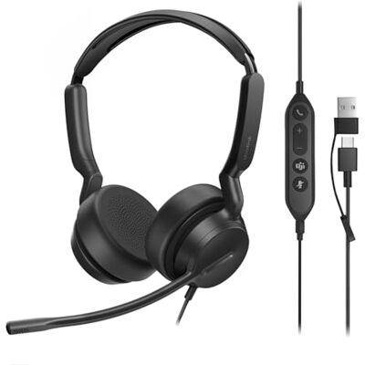Yealink UH42 USB Dual Headset mit Noise-Cancelling Mikrofon Kabelgebundenes Stereo Headset mit USB-C/A Adapter für PC Laptop Arbeit Büro Call Center Teams zertifizierter Yealink UH42 USB Dual Headset mit Noise-Cancelling Mikrofon Kabelgebundenes Stereo Headset mit USB-C/A Adapter für PC Laptop Arbeit Büro Call Center Teams zertifizierter