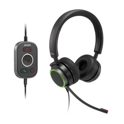Snom A330D Auriculares supraaurales, cancelación pasiva de Ruido, Auriculares para teléfono VoIP, Cable USB/RJ9/3.5 Jack con Control de Llamada, Piel sintética Suave, Negro; 0004598 Snom A330D Auriculares supraaurales, cancelación pasiva de Ruido, Auriculares para teléfono VoIP, Cable USB/RJ9/3.5 Jack con Control de Llamada, Piel sintética Suave, Negro; 0004598