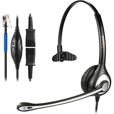 Wantek Auriculares Teléfono Fijo RJ9 Monoaural, Micrófono con Cancelación de Ruido, Quick Disconnect, Cascos con Control de Volumen para Cisco 7942 7945 o Amplificadores Plantronics M10 M12(600QC1) Wantek Auriculares Teléfono Fijo RJ9 Monoaural, Micrófono con Cancelación de Ruido, Quick Disconnect, Cascos con Control de Volumen para Cisco 7942 7945 o Amplificadores Plantronics M10 M12(600QC1)