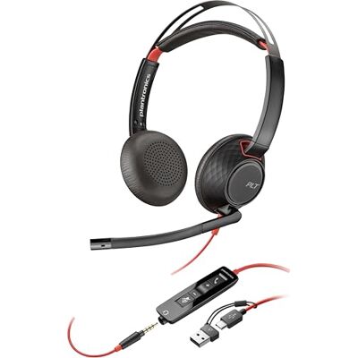 Plantronics Auricular Poly Blackwire 5220 estéreo, USB-C con Conector de 3,5 mm y Adaptador USB-C/A Plantronics Auricular Poly Blackwire 5220 estéreo, USB-C con Conector de 3,5 mm y Adaptador USB-C/A
