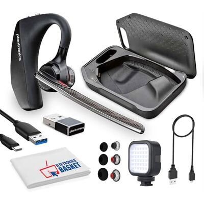 Plantronics Poly Voyager 5200 UC Auriculares Bluetooth con luz LED, cable tipo C-A, puntas S-M-L, funda carga, cable carga Plantronics Poly Voyager 5200 UC Auriculares Bluetooth con luz LED, cable tipo C-A, puntas S-M-L, funda carga, cable carga
