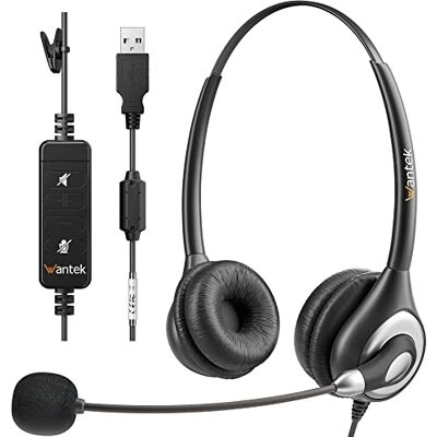 Wantek Auriculares 602N con micrófono, Auriculares USB/Tipo-C Control de Llamadas Compacto cómodo con computadora portátil reunión del Equipo del Centro de Llamadas Wantek Auriculares 602N con micrófono, Auriculares USB/Tipo-C Control de Llamadas Compacto cómodo con computadora portátil reunión del Equipo del Centro de Llamadas