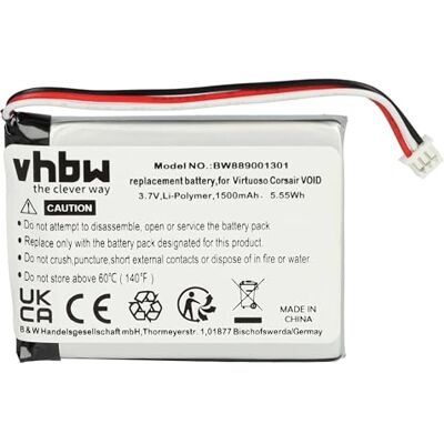 vhbw Batería Compatible con Corsair Void Pro RGB SE Void, Void PRO RGB, Void PRO auriculares inalámbricos, cascos (1500 mAh, 3,7 V, Li-Ion) vhbw Batería Compatible con Corsair Void Pro RGB SE Void, Void PRO RGB, Void PRO auriculares inalámbricos, cascos (1500 mAh, 3,7 V, Li-Ion)