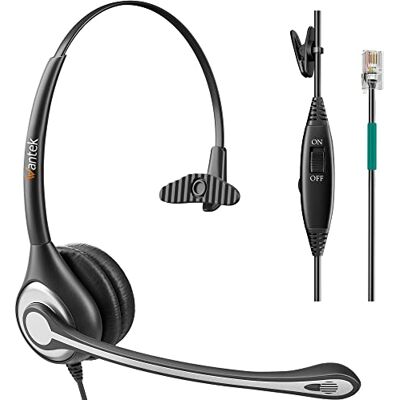 Wantek Auriculares Teléfono Fijo RJ9 Mono, Micrófono con Cancelación de Ruido, Cascos con Control de Volumen para ShoreTel Plantronics Polycom Zultys NEC Nortel Norstar Meridian(F600S2) Wantek Auriculares Teléfono Fijo RJ9 Mono, Micrófono con Cancelación de Ruido, Cascos con Control de Volumen para ShoreTel Plantronics Polycom Zultys NEC Nortel Norstar Meridian(F600S2)