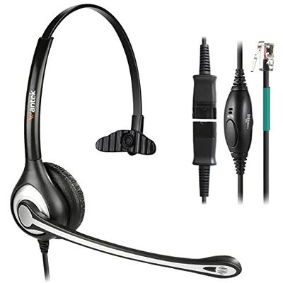 Wantek Auriculares Teléfono Fijo RJ9 Mono, Micrófono con Cancelación de Ruido, Quick Disconnect, Cascos con Control de Volumen para ShoreTel Plantronics Polycom NEC Nortel Norstar Meridian(600QS2) Wantek Auriculares Teléfono Fijo RJ9 Mono, Micrófono con Cancelación de Ruido, Quick Disconnect, Cascos con Control de Volumen para ShoreTel Plantronics Polycom NEC Nortel Norstar Meridian(600QS2)