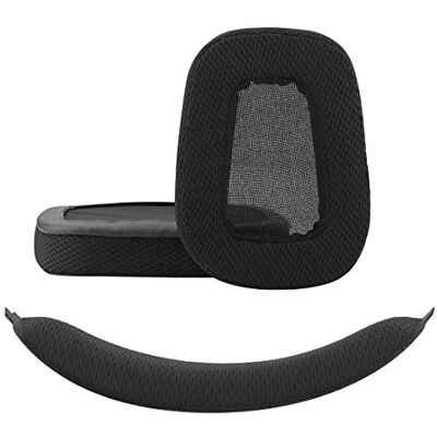 GEEKRIA Reemplazo de Almohadillas de Tela de Malla + Juego de Diadema Compatible con Logitech G633, G635, G933, G935, Piezas de Reparación (Negro) GEEKRIA Reemplazo de Almohadillas de Tela de Malla + Juego de Diadema Compatible con Logitech G633, G635, G933, G935, Piezas de Reparación (Negro)