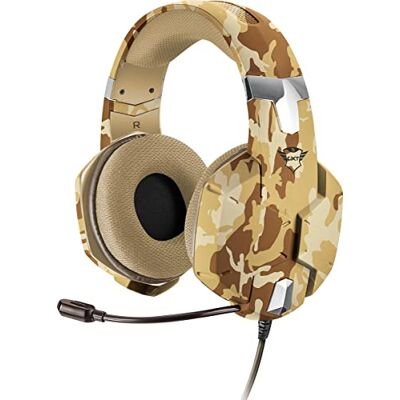 Trust Cascos Gaming GXT 322D Carus Auriculares Gamer con Micrófono Flexible y Diadema Ajustable, Cable de 1 m, para PS4, PS5, PC, Nintendo Switch, Xbox One, Xbox Series X Desierto Camuflaje Trust Cascos Gaming GXT 322D Carus Auriculares Gamer con Micrófono Flexible y Diadema Ajustable, Cable de 1 m, para PS4, PS5, PC, Nintendo Switch, Xbox One, Xbox Series X Desierto Camuflaje
