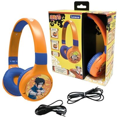 LEXIBOOK , Naruto, Auriculares Bluetooth, Bluetooth y cable 2 en 1, micrófono, batería recargable, naranja/azul LEXIBOOK , Naruto, Auriculares Bluetooth, Bluetooth y cable 2 en 1, micrófono, batería recargable, naranja/azul