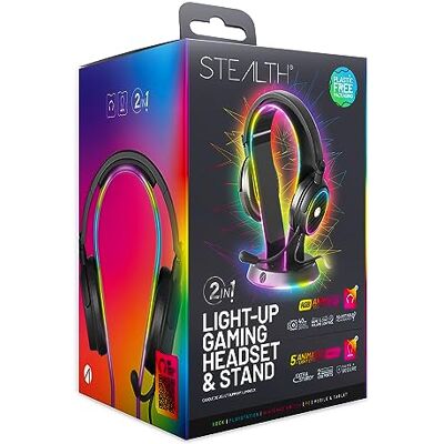 STEALTH Rainbow Gaming Headset Stand Con Auriculares LED Iluminados para PS4, PS5, XBox, Switch y PC STEALTH Rainbow Gaming Headset Stand Con Auriculares LED Iluminados para PS4, PS5, XBox, Switch y PC