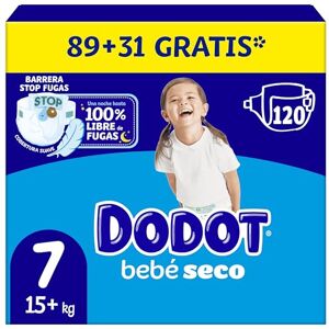 DODOT Pañales Bebé-Seco, Talla 7 (15+ kg), 120 Pañales, Una Noche Hasta Un 100% Libre De Fugas, Pack mensual DODOT Pañales Bebé-Seco, Talla 7 (15+ kg), 120 Pañales, Una Noche Hasta Un 100% Libre De Fugas, Pack mensual