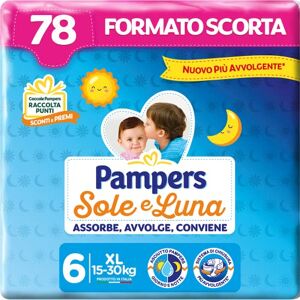Pampers Sol y Luna Pañales Extralargos, Talla 6 (15-30 kg), 78 Pañales Pampers Sol y Luna Pañales Extralargos, Talla 6 (15-30 kg), 78 Pañales