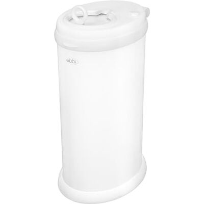 Ubbi Cubo de basura de acero con bloqueo de olores, no requiere bolsa especial, ahorro de dinero, galardonado, diseño moderno, papelera de pañales imprescindible, color blanco mate Ubbi Cubo de basura de acero con bloqueo de olores, no requiere bolsa especial, ahorro de dinero, galardonado, diseño moderno, papelera de pañales imprescindible, color blanco mate