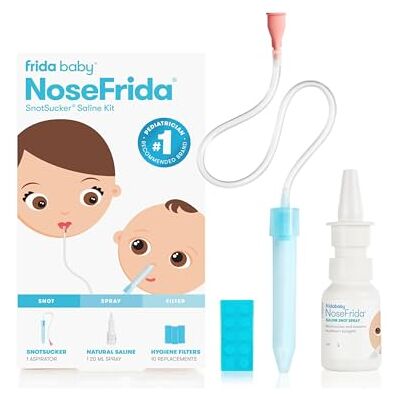 Frida Baby Aspirador nasal para bebés Nose The Snotsucker con 10 filtros de higiene adicionales y aerosol nasal salino totalmente natural Frida Baby Aspirador nasal para bebés Nose The Snotsucker con 10 filtros de higiene adicionales y aerosol nasal salino totalmente natural