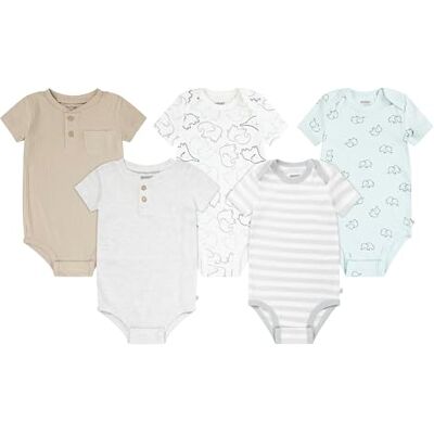 HUGGIES Unisex baby 5-Pack Elevated Bodysuit, Baby & Toddler Formal Button Down Shirt Unisex bebé, BLUE HAZE, 3 meses HUGGIES Unisex baby 5-Pack Elevated Bodysuit, Baby & Toddler Formal Button Down Shirt Unisex bebé, BLUE HAZE, 3 meses