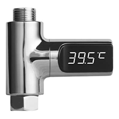 Gokelomg Termómetro de ducha pantalla LED, flujo de agua, corriente autogenerante, medidor de temperatura de ducha para el cuidado Gokelomg Termómetro de ducha pantalla LED, flujo de agua, corriente autogenerante, medidor de temperatura de ducha para el cuidado