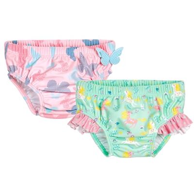 Playshoes Pañal de baño Unisex para bebés y niños pequeños (Paquete de 2), Mariposa + Unicornio, 62-68 Playshoes Pañal de baño Unisex para bebés y niños pequeños (Paquete de 2), Mariposa + Unicornio, 62-68