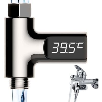 GAOUTO Termómetro de baño digital, termómetro de ducha de 5 a 85 ℃, pantalla giratoria de 360 °, flujo de agua en tiempo real, termómetro para temperatura del agua, para cocina, baño, ducha GAOUTO Termómetro de baño digital, termómetro de ducha de 5 a 85 ℃, pantalla giratoria de 360 °, flujo de agua en tiempo real, termómetro para temperatura del agua, para cocina, baño, ducha