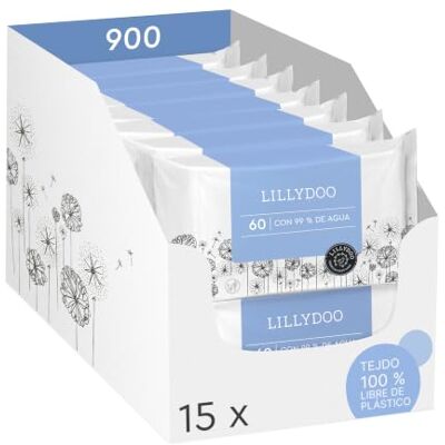 LILLYDOO Toallitas húmedas con 99% de agua, 900 uds., libres de plástico LILLYDOO Toallitas húmedas con 99% de agua, 900 uds., libres de plástico