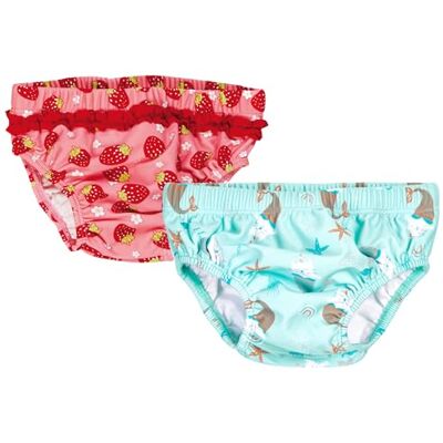 Playshoes Pañal de baño Unisex para bebés y niños pequeños (Paquete de 2), Fresa + Gato Mar, 62-68 Playshoes Pañal de baño Unisex para bebés y niños pequeños (Paquete de 2), Fresa + Gato Mar, 62-68