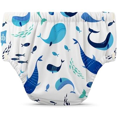Charlie Banana Pañal de Baño reutilizable con broches de fácil apertura. Para bebés niñas y niños. Hechos con una capa exterior impermeable para prevenir fugas. S The Whale on White Charlie Banana Pañal de Baño reutilizable con broches de fácil apertura. Para bebés niñas y niños. Hechos con una capa exterior impermeable para prevenir fugas. S The Whale on White