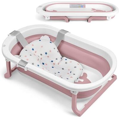 kikka boo KikkaBoo Bañera para Bebés WILLY, Diseño Plegable, Termómetro Integrado, Cojín de Baño Suave, Patas Antideslizantes, Tapón de Drenaje, Material No Tóxico, Rosa kikka boo KikkaBoo Bañera para Bebés WILLY, Diseño Plegable, Termómetro Integrado, Cojín de Baño Suave, Patas Antideslizantes, Tapón de Drenaje, Material No Tóxico, Rosa