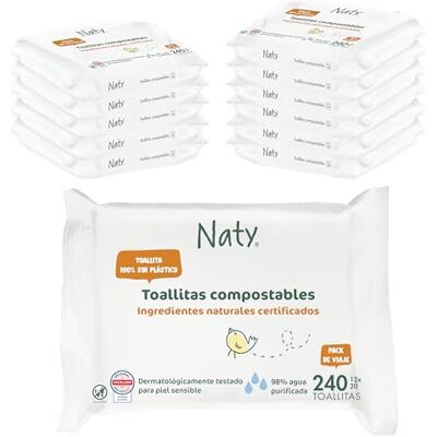 Naty Toallitas Húmedas - Sensibles, Sin Fragancia, Pack de Viaje Naty Toallitas Húmedas - Sensibles, Sin Fragancia, Pack de Viaje