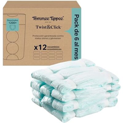 Tommee Tippee Bolsas de recambios para contenedor de pañales Twist & Click Tommee Tippee Bolsas de recambios para contenedor de pañales Twist & Click