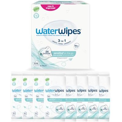 Toallitas WaterWipes para viajar - 224 toallitas húmedas - 99% agua Toallitas WaterWipes para viajar - 224 toallitas húmedas - 99% agua