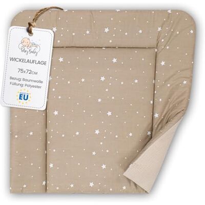 Totsy Baby Colchon cambiador bebe comoda 75x72 cm colchón de algodón impermeable y plegable portátil para cómoda fácil de limpiar cojin muda trocador 75 x 72 Oeko-Tex Beige con estrellas blancas Totsy Baby Colchon cambiador bebe comoda 75x72 cm colchón de algodón impermeable y plegable portátil para cómoda fácil de limpiar cojin muda trocador 75 x 72 Oeko-Tex Beige con estrellas blancas