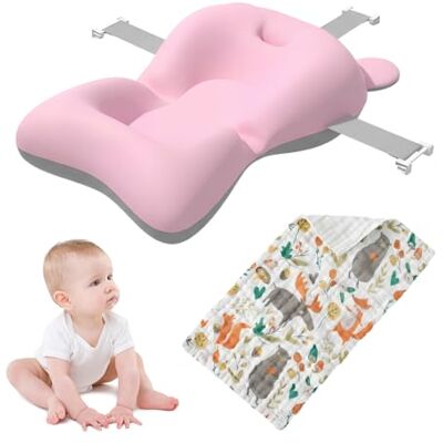 Rylae Cojín de Baño para Bebé, Alfombrilla de Baño para Bebe Antideslizante Ajustable, con Toalla de Dibujos Animados, para Bebés Recién Nacidos de 0-18 Meses (Oso Rosa) Rylae Cojín de Baño para Bebé, Alfombrilla de Baño para Bebe Antideslizante Ajustable, con Toalla de Dibujos Animados, para Bebés Recién Nacidos de 0-18 Meses (Oso Rosa)