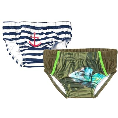 Playshoes Pañal de baño unisex para bebés y niños pequeños (paquete de 2), Camaleón + Marítimo, 62-68 Playshoes Pañal de baño unisex para bebés y niños pequeños (paquete de 2), Camaleón + Marítimo, 62-68
