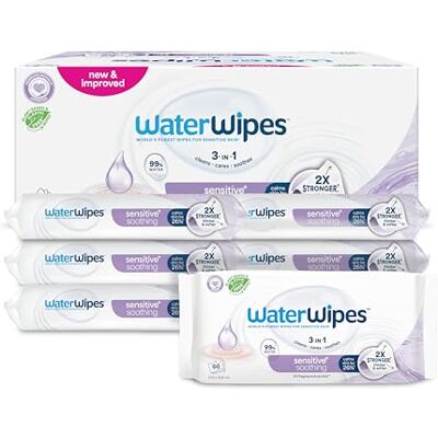 WaterWipes Sensitive+ Soothing Clean Wipes, 6 Paquetes WaterWipes Sensitive+ Soothing Clean Wipes, 6 Paquetes