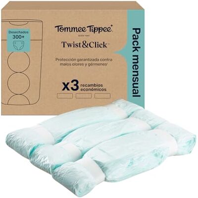 Tommee Tippee Bolsas de recambios para contenedor de pañales Twist & Click Tommee Tippee Bolsas de recambios para contenedor de pañales Twist & Click