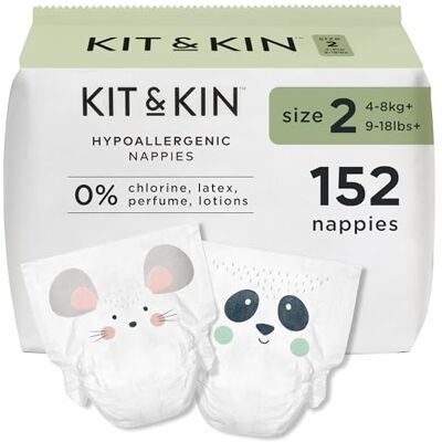 Kit & Kin Pañales Talla 2 (4-8 kg) 152 Unidades, Hipoalergénicos, de Origen Vegetal, Protección Antifugas Superior, Veganos y Cruelty-Free Kit & Kin Pañales Talla 2 (4-8 kg) 152 Unidades, Hipoalergénicos, de Origen Vegetal, Protección Antifugas Superior, Veganos y Cruelty-Free