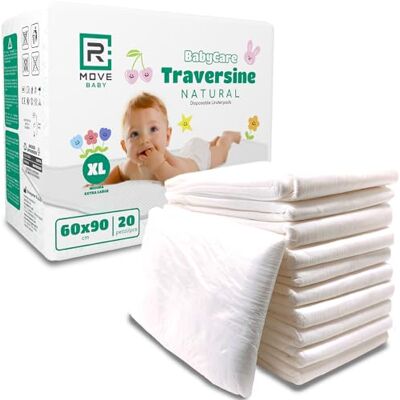 R MOVE 20 traviesas para recién nacido, cambiador de 60 x 90 cm – Travesaños para niños XL, telas higiénicas Natural, toallas de cambio de pañal desechables para niños, suave fibra natural de celulosa R MOVE 20 traviesas para recién nacido, cambiador de 60 x 90 cm – Travesaños para niños XL, telas higiénicas Natural, toallas de cambio de pañal desechables para niños, suave fibra natural de celulosa