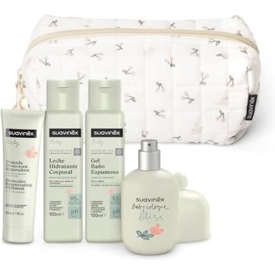 SUAVINEX , Neceser Bebé, Canastilla Recién Nacido con Cosmética Pediátrica Set Regalo con Colonia Bebés 50 ml + Leche Hidratante 100 ml + Gel Baño 100 ml + Pomada Pañal 30 ml, Formato Viaje, Beige SUAVINEX , Neceser Bebé, Canastilla Recién Nacido con Cosmética Pediátrica Set Regalo con Colonia Bebés 50 ml + Leche Hidratante 100 ml + Gel Baño 100 ml + Pomada Pañal 30 ml, Formato Viaje, Beige