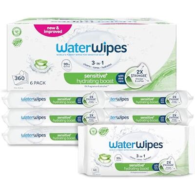 WaterWipes Sensitive+ Hydrating Boost Wipes, 6 Paquetes WaterWipes Sensitive+ Hydrating Boost Wipes, 6 Paquetes