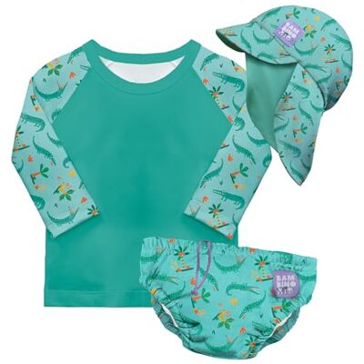 Mitac Conjunto de pañales de natación reutilizables para bebé y niño pequeño unisex (2-3 años) COCODRILO ASTUTO, protección UPF 40+ pañales de baño, camiseta y gorro de baño Mitac Conjunto de pañales de natación reutilizables para bebé y niño pequeño unisex (2-3 años) COCODRILO ASTUTO, protección UPF 40+ pañales de baño, camiseta y gorro de baño