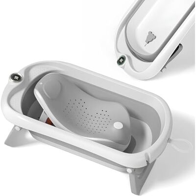 SUPERBE BEBE Bañera Plegable Bebé Con Asiento De Baño Antideslizante bañera Bebe Plegable Con Termómetro Asiento Bañera Bebe Silla Desde El Nacimiento Hasta Los 3 Años Regalos De Nacimiento (GRIS) SUPERBE BEBE Bañera Plegable Bebé Con Asiento De Baño Antideslizante bañera Bebe Plegable Con Termómetro Asiento Bañera Bebe Silla Desde El Nacimiento Hasta Los 3 Años Regalos De Nacimiento (GRIS)