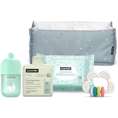 SUAVINEX , Regalo Bebé Recién Nacido, Canastilla Bebé con Organizador con: Leche Hidratante 300 ml + Colonia Bebés Baby Cologne Memories 100 ml + Toallitas Dermohidratantes + Mordedor Silicona, Azul SUAVINEX , Regalo Bebé Recién Nacido, Canastilla Bebé con Organizador con: Leche Hidratante 300 ml + Colonia Bebés Baby Cologne Memories 100 ml + Toallitas Dermohidratantes + Mordedor Silicona, Azul